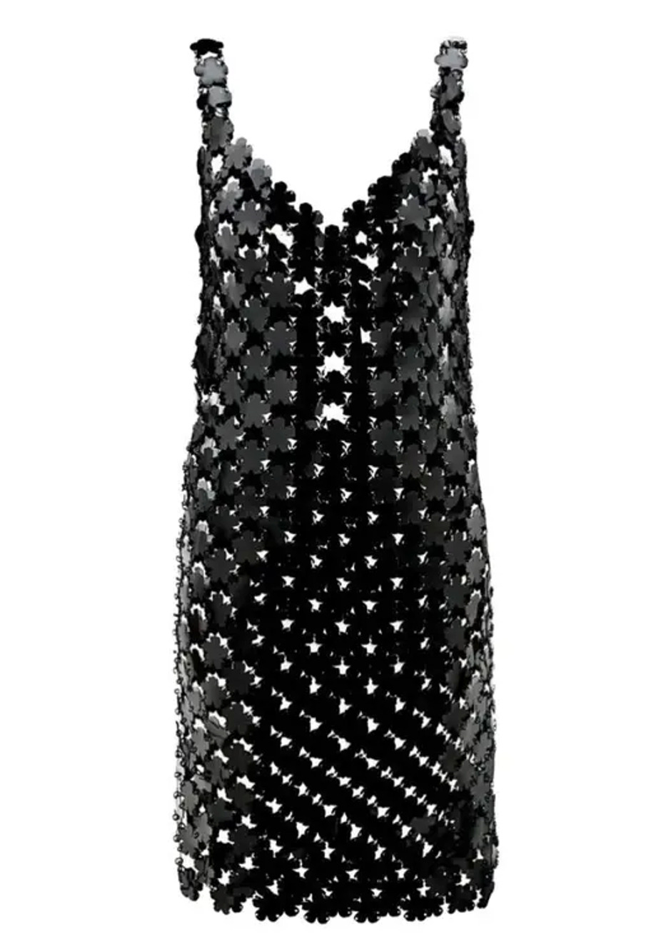 Paco Rabanne Embellished Black Flower Chainmail Dress Size EU 34 / US 2